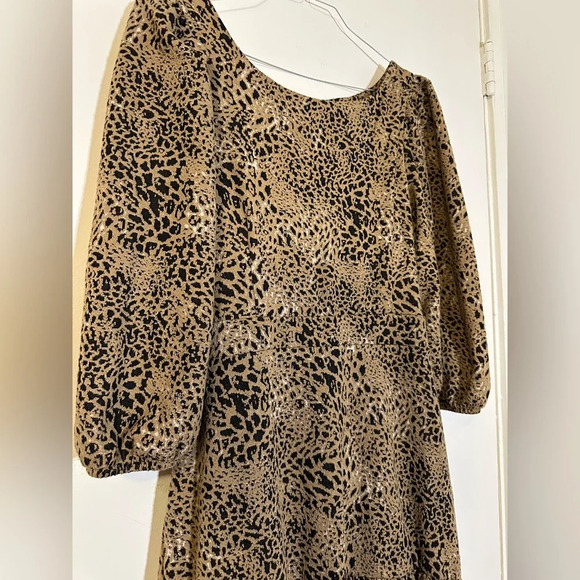 Anthropologie Maeve Animal Print Knit Cut Out Mini Dress. NWT Size US 14 - Picture 7 of 15